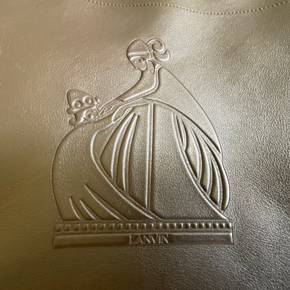 •Lanvin #22115 RARE Baratas Embossed Leather MM Tote Bag Embossed Logo Unisex - Picture 4 of 16